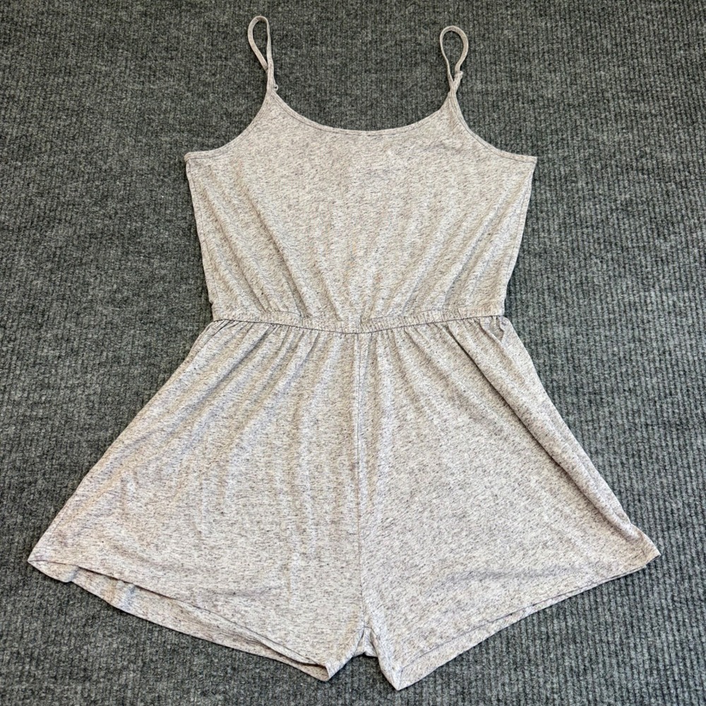 H&M Divided Romper Gray Heather Linen Blend Women's Medium